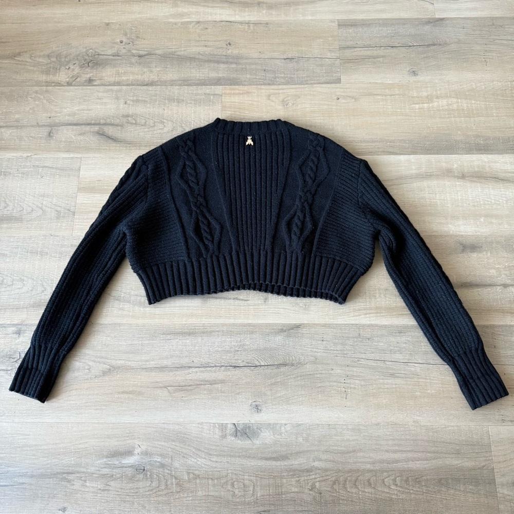 2/$250 Patrizia Pepe black cable knit cropped sweater - XS (0) NWOT - Picture 5 of 7